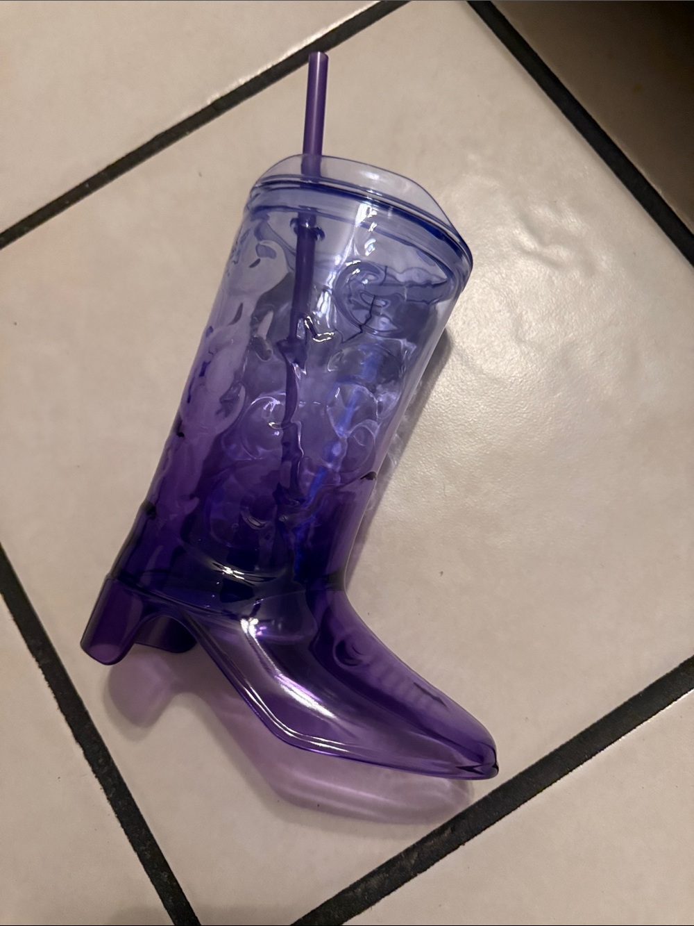Purple Women's Cowboy Boot Tumbler - Stylish Heeled Boot Cup